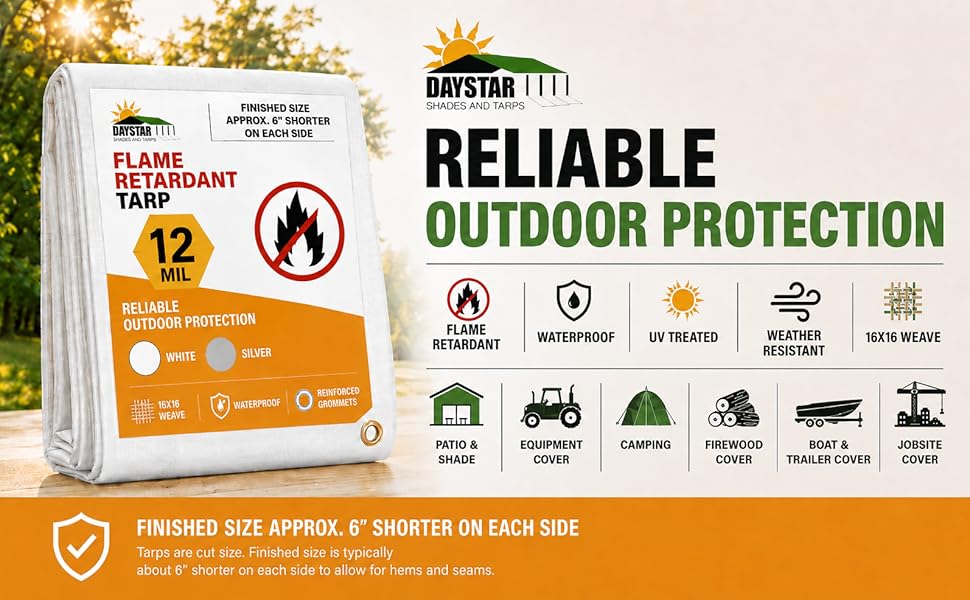 Certified Flame Retardant HD White Tarp Canopy 3ply Tarp Fire